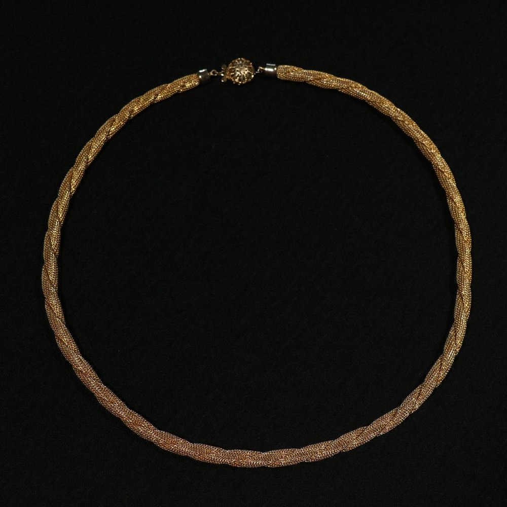 Twisted Mesh Gold Tone Necklace